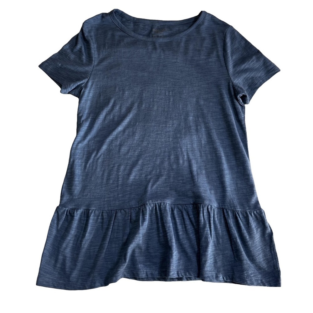Naturals Denim & Co Blue Jersey Knit Top Shirt Tee Size XXS Peplum Ruffle NWOT - Picture 13 of 13